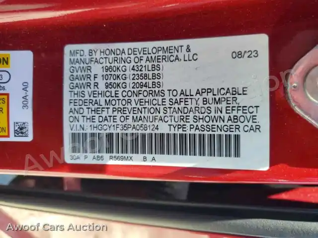 2023 Honda Accord 1HGCY1F35PA058124 — Copart auction photo 12