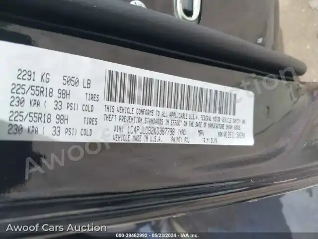 2019 Jeep Cherokee 1C4PJLDB2KD387798 — Iaai auction photo 9