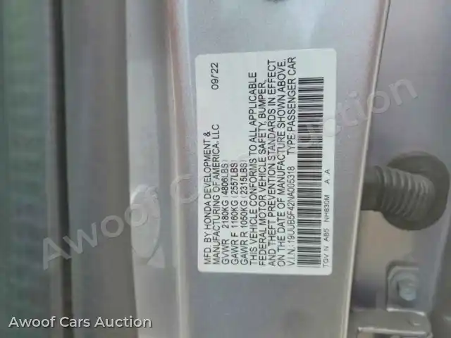 2022 Acura TLX 19UUB5F42NA005318 — Copart auction photo 13
