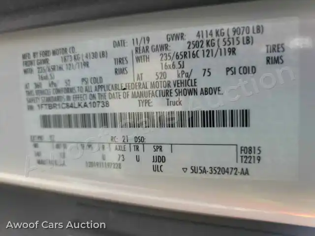 2020 Ford Transit 1FTBR1C84LKA10738 — hoton gwanjo Manheim na 14