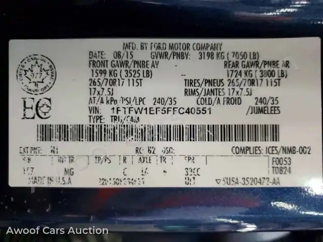 2015 Ford F150 1FTFW1EF5FFC40551 — Copart auction photo 12