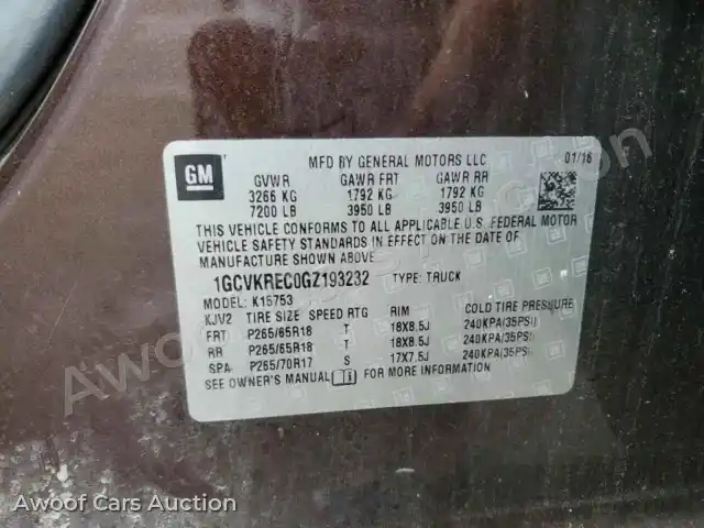 2016 Chevrolet Silverado 1GCVKREC0GZ193232 — Copart auction photo 12