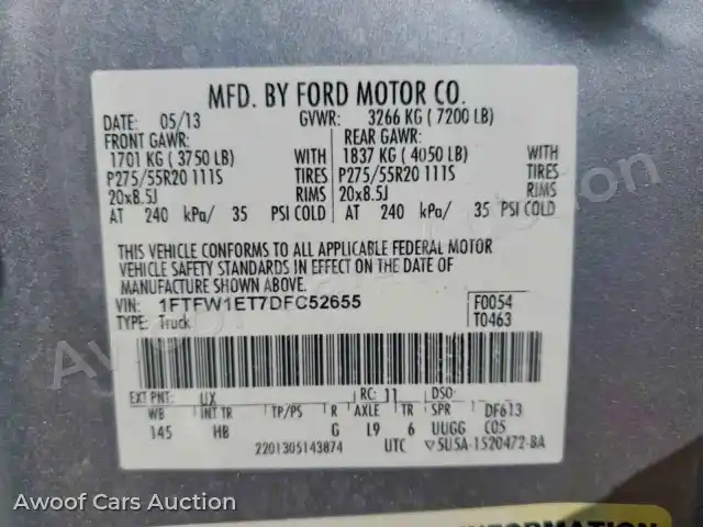 2013 Ford F150 1FTFW1ET7DFC52655 — Copart auction photo 13