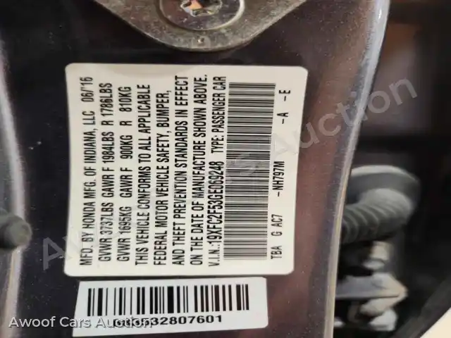 2016 Honda Civic 19XFC2F53GE069248 — Copart auction photo 12