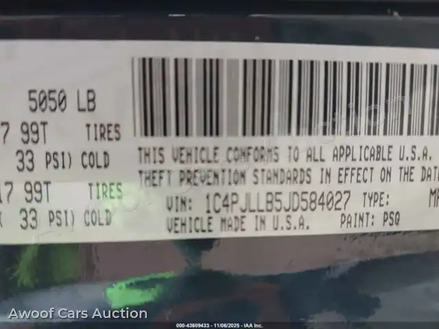 2018 Jeep Cherokee 1C4PJLLB5JD584027 — Iaai auction photo 9