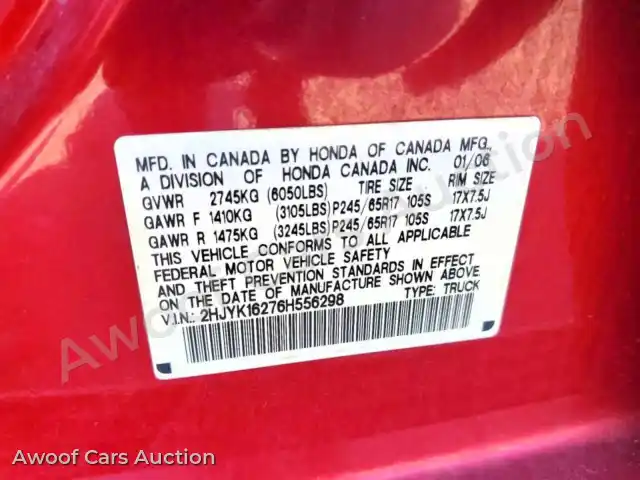 2006 Honda Ridgeline 2HJYK16276H556298 — Copart auction photo 12