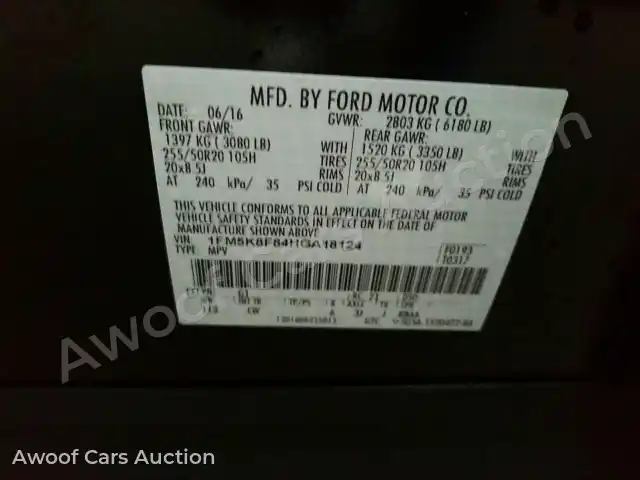 2017 Ford Explorer 1FM5K8F84HGA18124 — Manheim auction photo 6