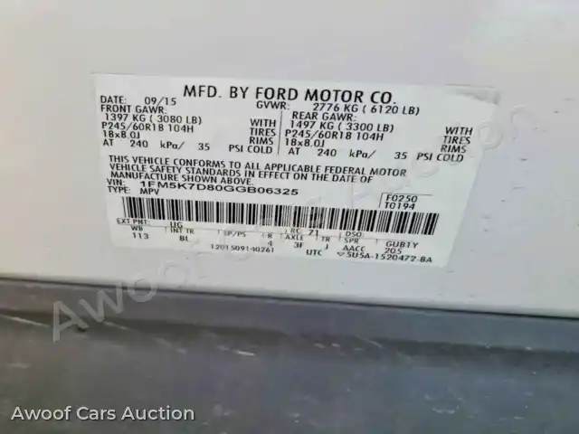 2016 Ford Explorer 1FM5K7D80GGB06325 — Copart auction photo 13