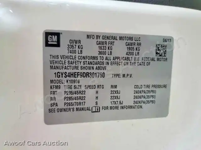 2013 Cadillac Escalade 1GYS4HEF9DR301760 — Copart auction photo 13