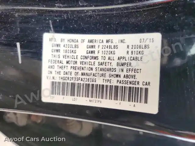 2015 Honda Accord 1HGCR2F35FA236065 — Copart auction photo 12