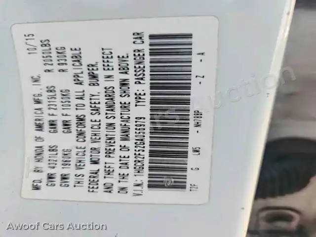 2016 Honda Accord 1HGCR2F52GA056979 — Copart auction photo 13