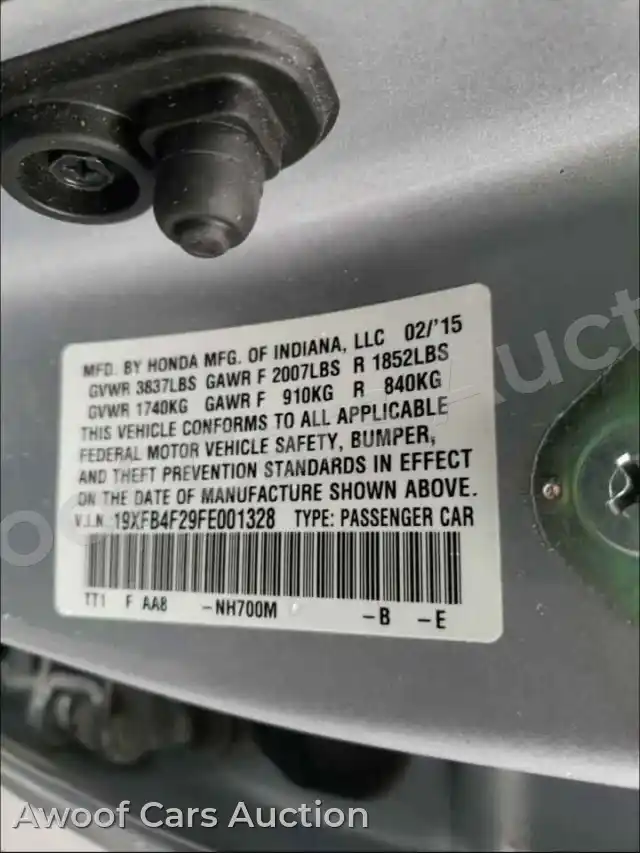 2015 Honda Civic 19XFB4F29FE001328 — Copart auction photo 10