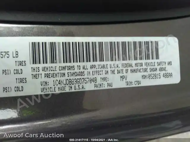 2016 Jeep Compass 1C4NJDBB3GD757048 — Iaai auction photo 9
