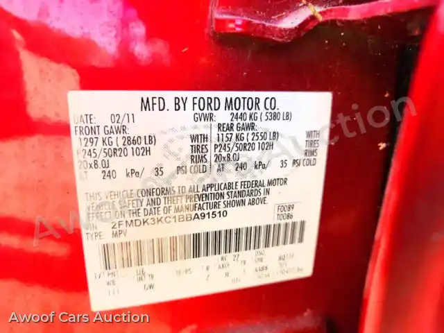 2011 Ford Edge 2FMDK3KC1BBA91510 — Copart auction photo 13