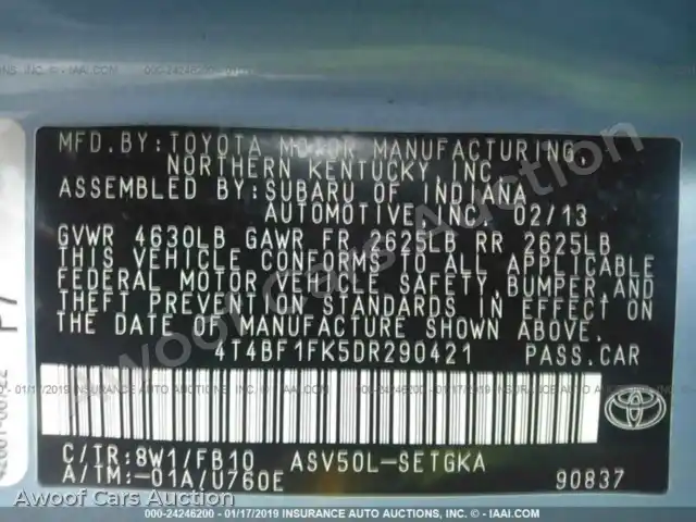 2013 Toyota Camry 4T4BF1FK5DR290421 — Iaai auction photo 9