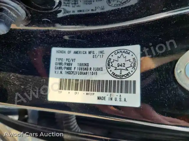 2017 Honda Accord 1HGCR2F59HA811045 — Copart auction photo 13
