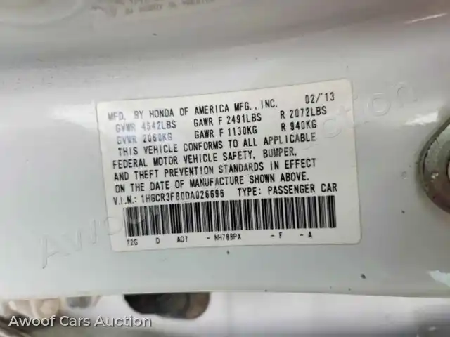 2013 Honda Accord 1HGCR3F80DA026696 — Copart auction photo 13