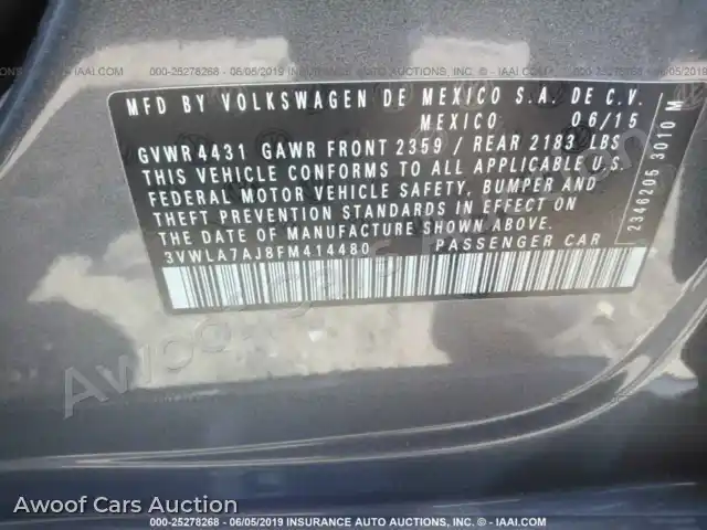 2015 Volkswagen Jetta 3VWLA7AJ8FM414480 — Iaai auction photo 9