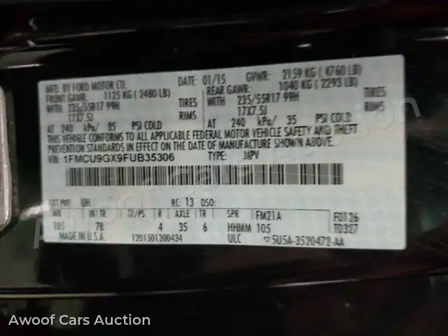 2015 Ford Escape 1FMCU9GX9FUB35306 — Copart auction photo 13