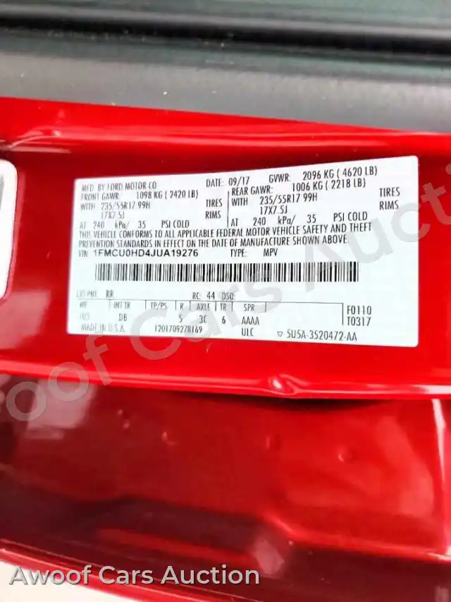 2018 Ford Escape 1FMCU0HD4JUA19276 — Copart auction photo 14