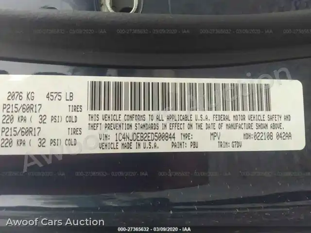 2014 Jeep Compass 1C4NJDEB2ED500844 — Iaai auction photo 9