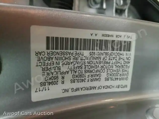 2018 Honda Accord 1HGCV2F58JA001925 — hoton gwanjo Manheim na 11