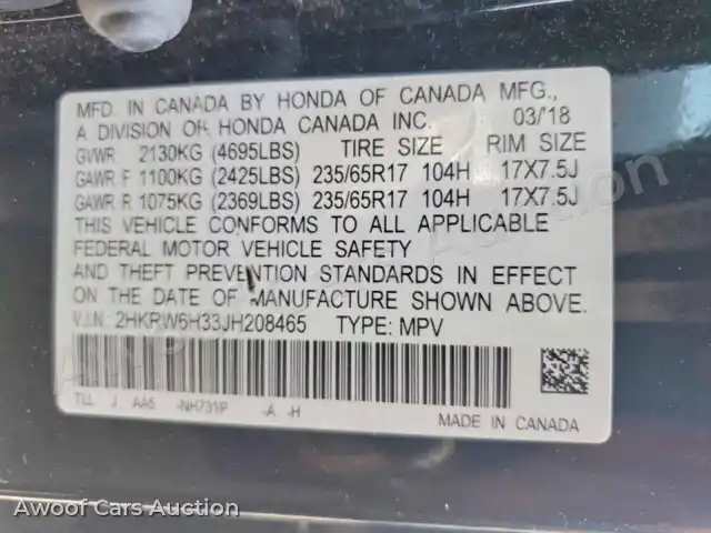2018 Honda CRV 2HKRW6H33JH208465 — Copart auction photo 13
