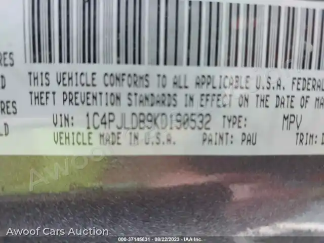 2019 Jeep Cherokee 1C4PJLDB9KD190532 — photo 9 de la vente Iaai