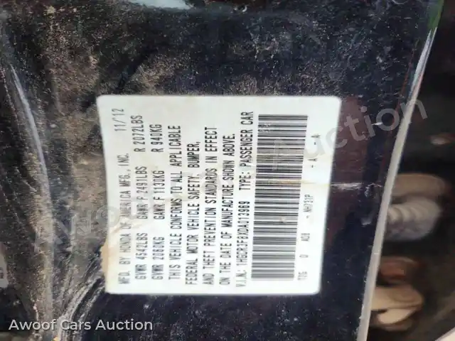 2013 Honda Accord 1HGCR3F8XDA013969 — photo 12 de la vente Copart