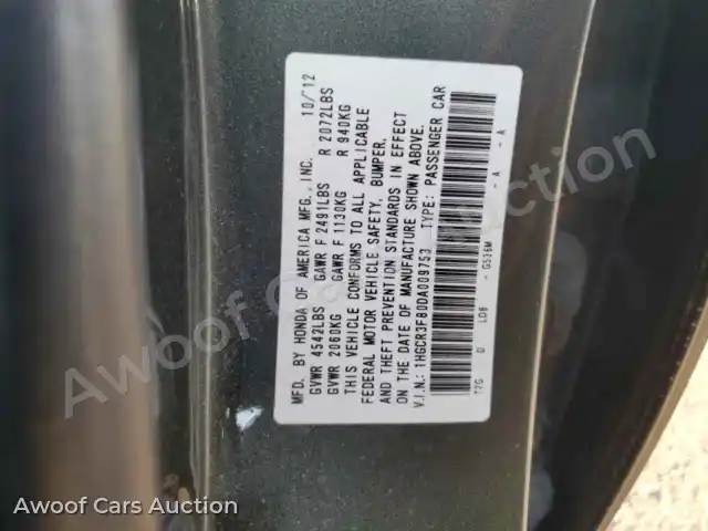2013 Honda Accord 1HGCR3F80DA009753 — Copart auction photo 12