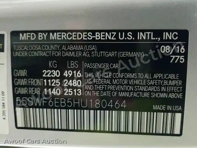 2017 Mercedes-Benz C-Class 55SWF6EB5HU180464 — Manheim auction photo 6