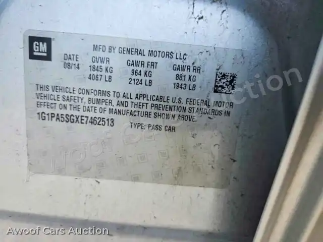2014 Chevrolet Cruze 1G1PA5SGXE7462513 — Copart auction photo 12