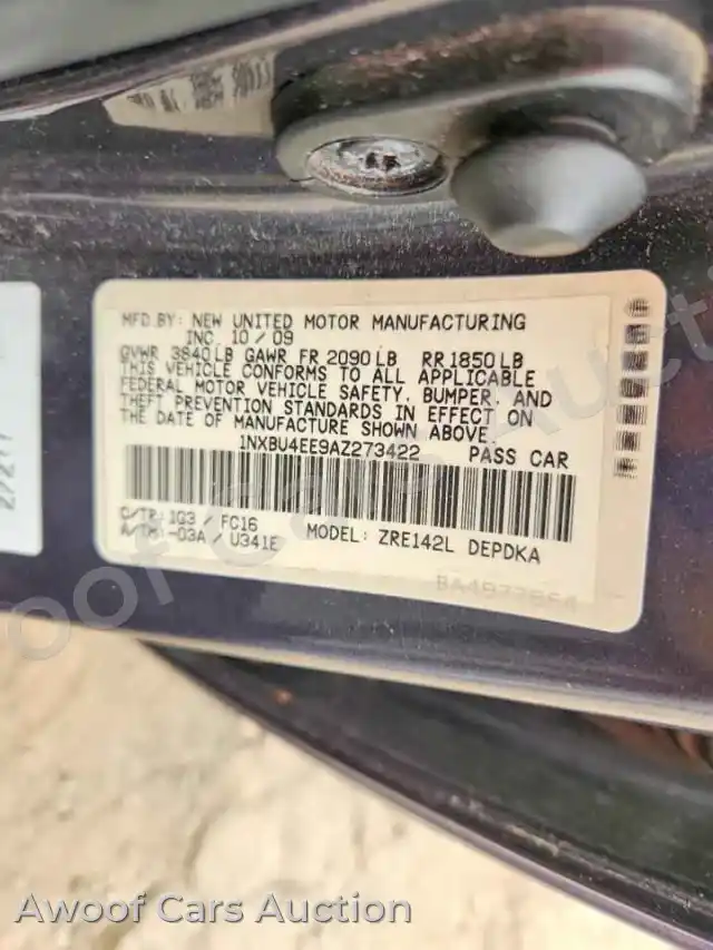 2010 Toyota Corolla 1NXBU4EE9AZ273422 — hoton gwanjo Copart na 12