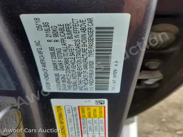 2018 Honda Accord 1HGCV1F58JA189520 — photo 13 de la vente Copart