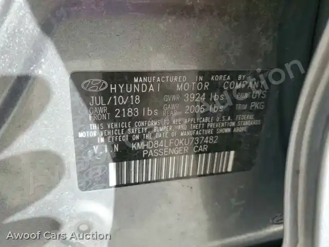 2019 Hyundai Elantra KMHD84LF0KU737482 — Copart auction photo 12