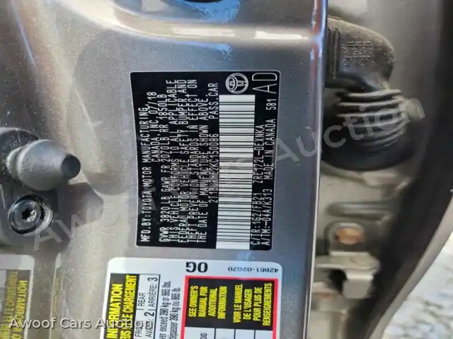 2019 Toyota Corolla 2T1BURHE2KC150086 — Copart auction photo 12