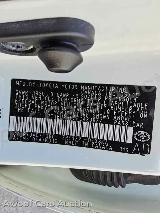 2015 Toyota Corolla 2T1BURHE5FC433877 — Copart auction photo 12