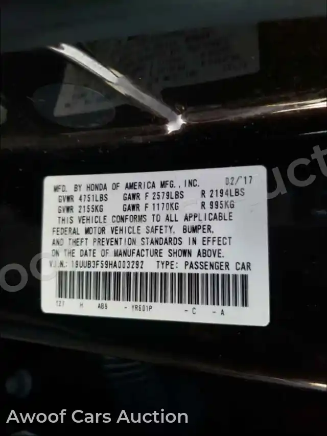 2017 Acura TLX 19UUB3F59HA003292 — Copart auction photo 10
