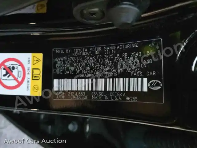 2016 Lexus ES 350 58ABK1GG1GU011219 — Manheim auction photo 15