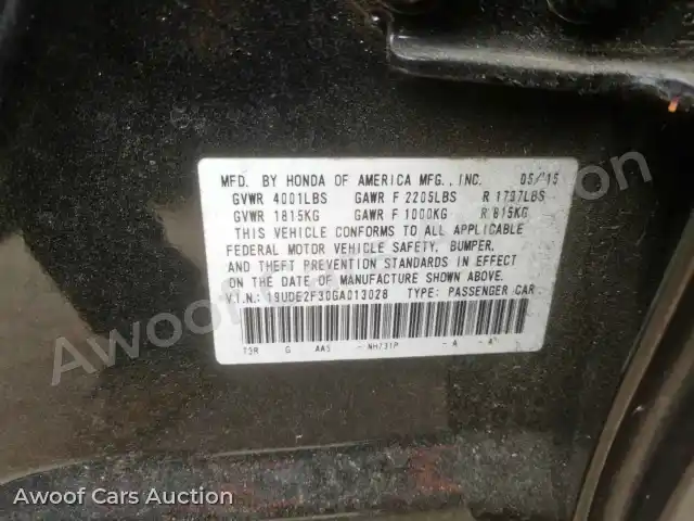 2016 Acura ILX Base W 19UDE2F30GA013028 — photo 10 de la vente Copart