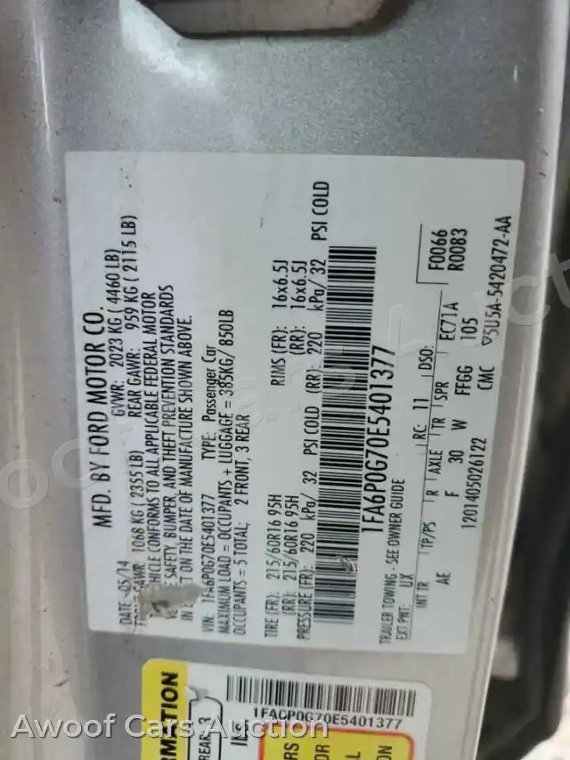 2014 Ford Fusion 1FA6P0G70E5401377 — Copart auction photo 13