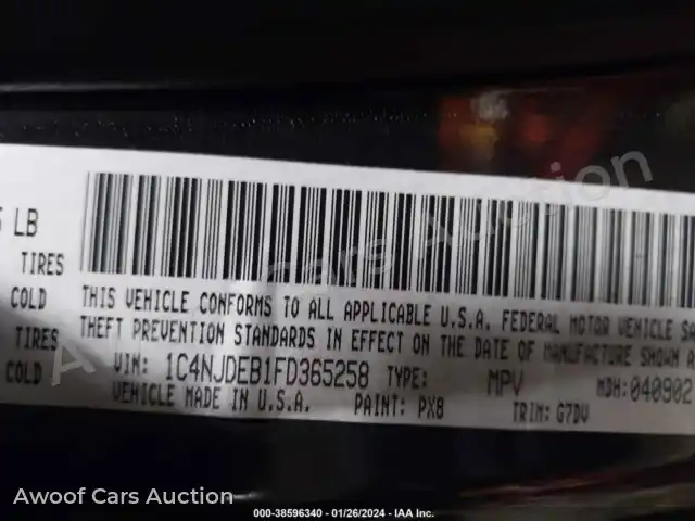 2015 Jeep Compass 1C4NJDEB1FD365258 — Iaai auction photo 9