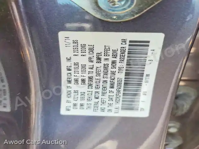2015 Honda Accord 1HGCR2F84FA068057 — hoton gwanjo Copart na 12