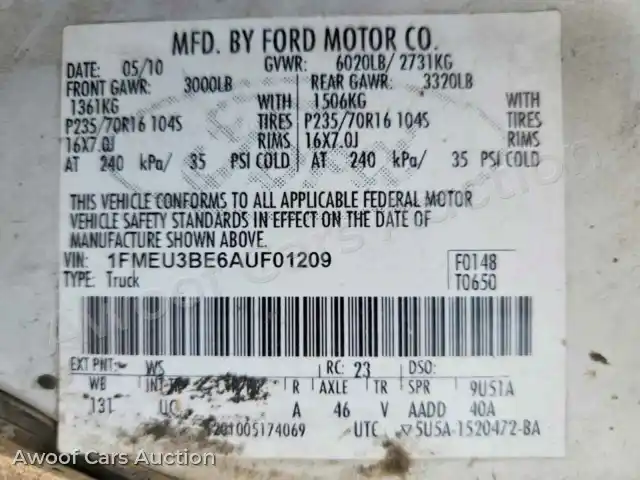 2010 Ford Explorer 1FMEU3BE6AUF01209 — Copart auction photo 12