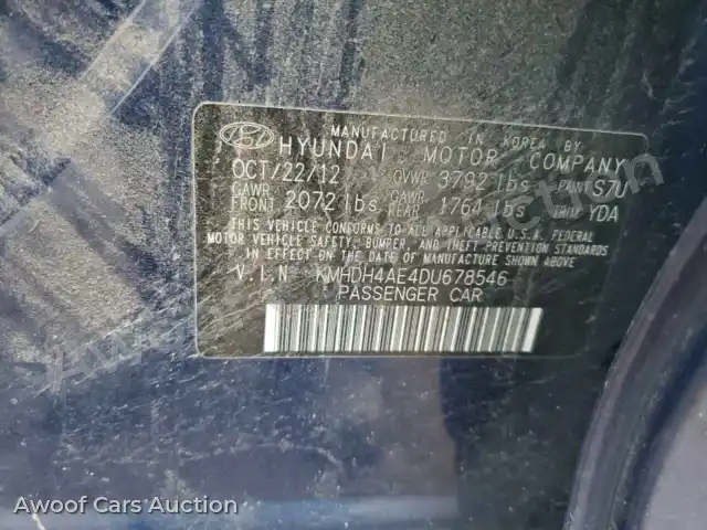 2013 Hyundai Elantra KMHDH4AE4DU678546 — Copart auction photo 12