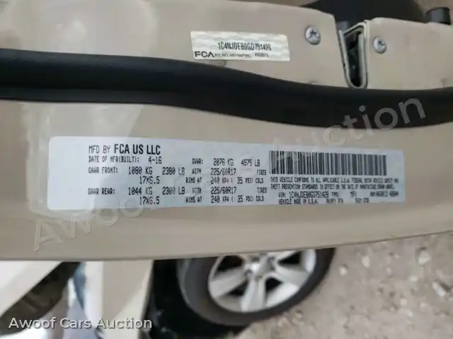 2016 Jeep Compass 1C4NJDEB0GD751428 — Copart auction photo 10