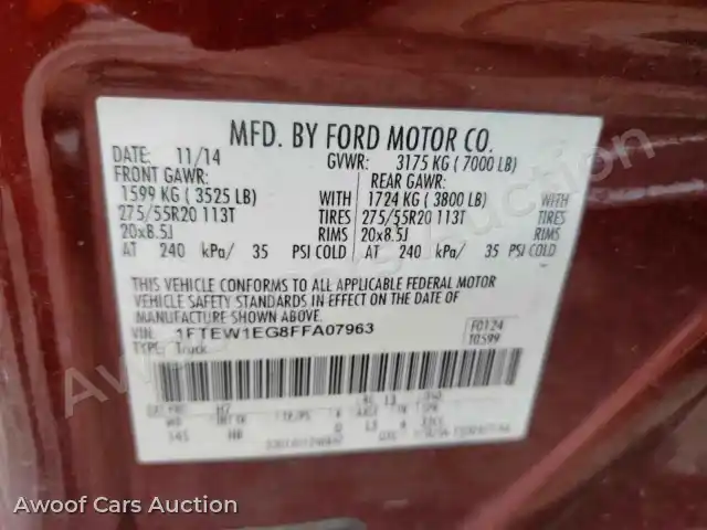 2015 Ford F150 1FTEW1EG8FFA07963 — Copart auction photo 12