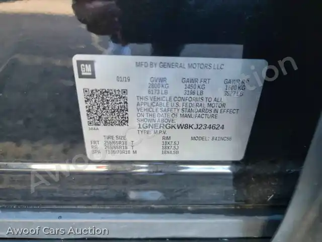 2019 Chevrolet Traverse 1GNERGKW8KJ234624 — Manheim auction photo 15