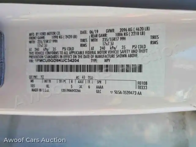 2019 Ford Escape 1FMCU0GD9KUC34204 — Copart auction photo 13