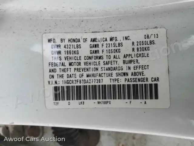 2013 Honda Accord 1HGCR2F83DA277397 — Copart auction photo 12